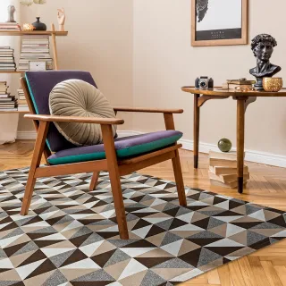 Envio Imediato - Tapete Geométrico Grande Triângulo 1 ou 2 Metros Moderno Antiderrapante - Azul