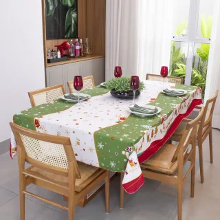 Toalha de Mesa Retangular Natal 6 Lugares - Direto da Fábrica - Modelo 16