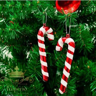 Enfeites de Natal Kit 6 Bengala Doce Listrada Pendente de Árvore - Único