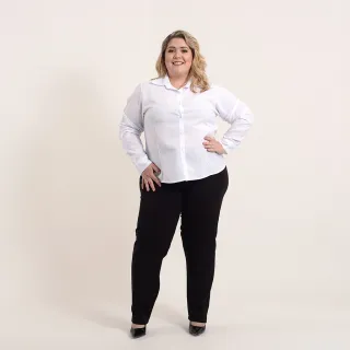 Imperdível: Camisa Social Feminina Manga Longa Gabardine Branca - Cor Branco Tamanho XGG