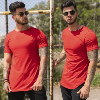Várias Cores Camiseta Lisa Longline Oversized Swag - Cinza