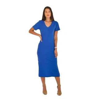 Moda Evangélica: Vestido Midi Malha Gola V 100% Algodão - G