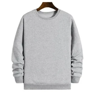 Blusa de Frio Unissex Gola Redonda Moletom Flanelado Liso - Azul Marinho