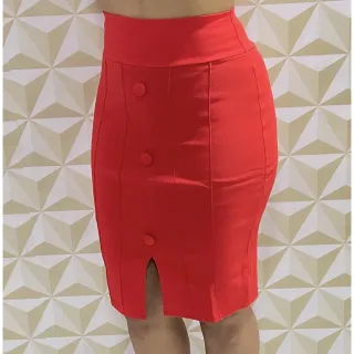 Moda Evangélica: Saia Lápis Midi Cintura Alta Feminina em Bengaline - Verde Militar