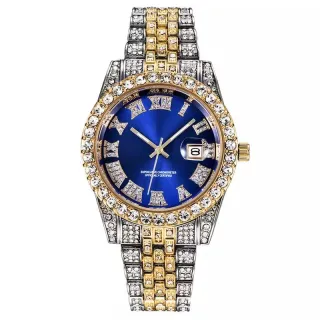 Magnata de luxo cravejado com zircônias - Relógio Ice A+++ - Azul