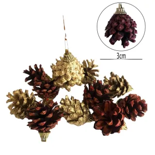 Enfeite Natal Pinha Pendente - Conjunto com 06 Unidades - Vermelho