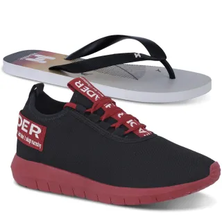 Caminhada Masculino Tênis Kit Impulse Header Academia Vendido + Chinelo - Branco e Branco