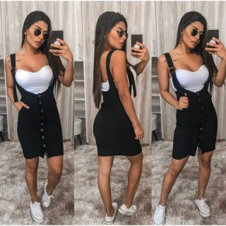 Vestido Evangélico Feminino Saia Jardineira Suspensório Salopete Bengaline - Vinho