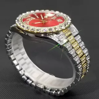 Magnata de luxo cravejado com zircônias - Relógio Ice A+++ - Azul