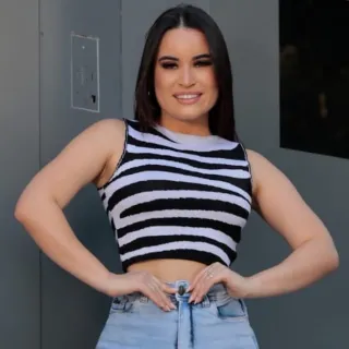 Estampa Animal Print Cropped Zebra Moda Feminina Tricot Modal Blogueirinha 2022 - LIMA COM PRETO