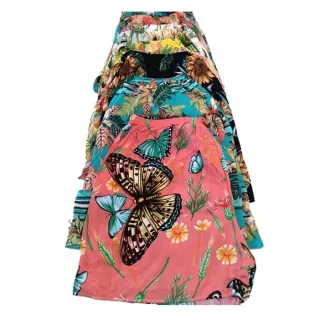 Estampa Flores Plus Size Shorts Feminino Viscose Malha Fria Fresquinha Verão - G2