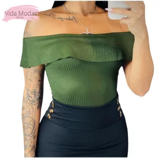 Blusa Canelada Feminina Premium Ombro a Ombro Ciganinha - Bordô