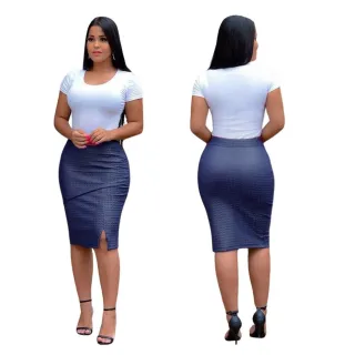 Moda Feminina Evangélica ou Social - Saia Lápis Cintura Alta - Preto