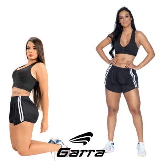 Dri-fit Fitness Preto Shortinho Feminino para academia - CINZA COM LISTRAS PRETAS