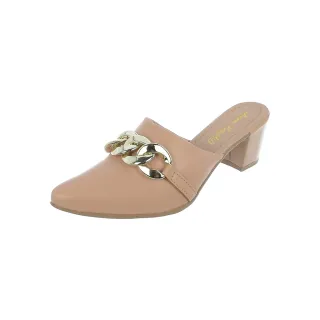 Mule Scarpin Luxo Bico Fino Salto Alto Grosso Corrente - Amarelo  ENF