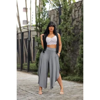 Lançamento: Calça Pantalona Feminina Cintura Alta em Malha Viscolycra - Unico ( veste 38 ao 48)