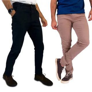 Kit Social Slim Masculino: 2 Calças de Alfaiataria Esporte Fino com Bolso Embutido - 1 PRETA + 1 CAQUI