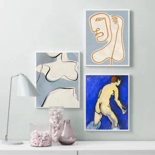 Decoração do quarto: Arte abstrata em lona azul Matisse - 04