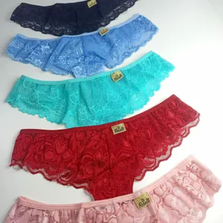 Atraente Calcinha Renda Sexy - Kit 5 Calcinhas com Renda Frontal - M 38-40