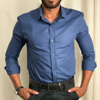 Manga Longa Camisa Social Masculina Slim fit Luxo Estilosa - Preto