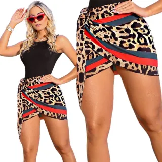 Moda Praia Verão: Canga Pareô Envelope Estampada, Saia Curta Lisa. P M G. - PINK FASHIONCT