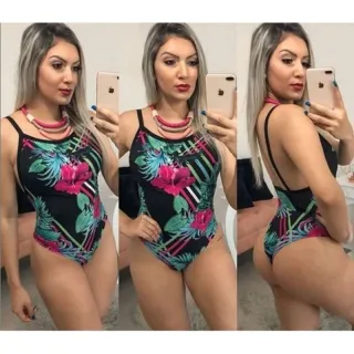 Moda Praia Feminina Maiô Preto Premium - Libélula cavado alça 36/40