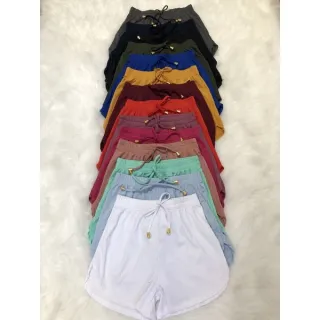 Shorts Academia Malha Canelada Ponteira 2023 Curto - CORES VARIADAS