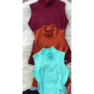 Blusa Regata Gola Alta Kit 2 Sem Bojo - Branca