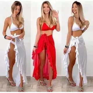 Moda Verão: Saia Pareo Saida De Praia - Verde água