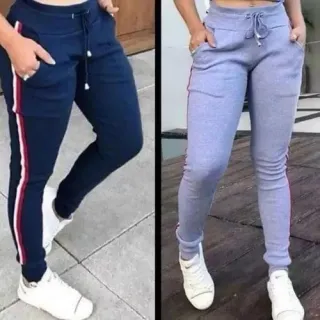 Moda Blogueira Calça Moletom Feminina Listras Inverno Frio - Grafite
