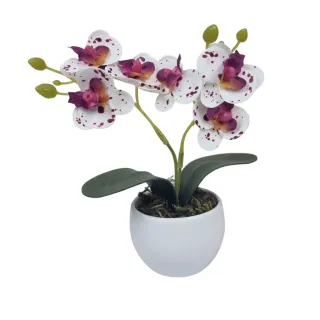 Vaso Decorativo Mini Planta Artificial de Orquídeas - Arranjo - AMARELA
