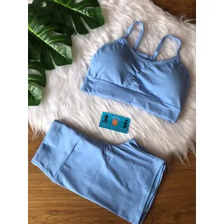 Conjunto para academia em poliamida com top bojo e short - variados
