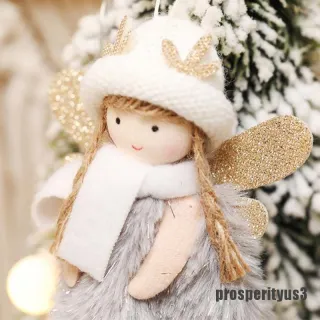 Decoração de Natal: Enfeite de Pelúcia Anjo/Rena/Boneco para Árvore - Cinza