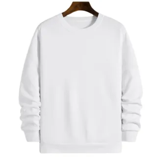 Blusa de Frio Unissex Gola Redonda Moletom Flanelado Liso - Azul Marinho