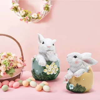Decoração Criativa de Páscoa: Coelhinho Ornamento Resina Multicolorido - A