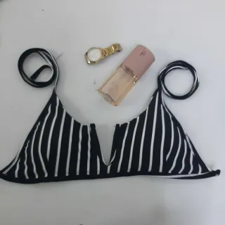 Decote Em V Cropped Top Feminina Lenço Alça - Branco