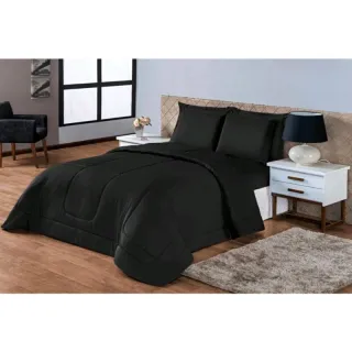 Edredom Queen Dupla Face Kit Vitória - 06 peças - Vinho/cinza