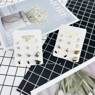 Brincos Feminino Kit 6 Pares Variado Bijuterias Fina Sortidos - Dourado-Aleatorio