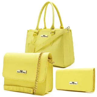 Carteira Fashion + Kit 2 Bolsa Lateral Feminina - Amarelo corrente