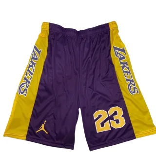 Short de Basquete Melhores Times para Academia Musculação - Lakers Amarelo/Roxo