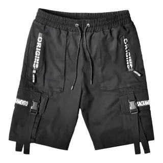 Bermuda Masculina Streetwear Solta Verão Cargo Shorts - Preto