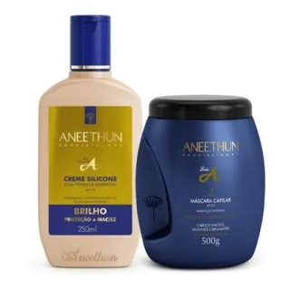 Hidratação Imediata - Kit Aneethun Linha A (Shampoo, Máscara e Creme Silicone) - CREME DE SILICONE CACHOS 250ml