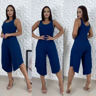 Moda feminina macacão regata pantacourt larguinho saruel - LISTRADO C /VERDE