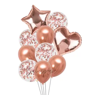 Festa com Balões Metalizado: Kit Estrela e Coração + Bexigas de Látex - Preto