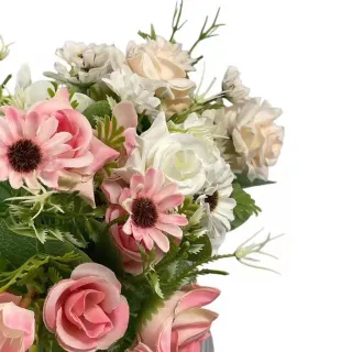 Decoração de casamento com buquê de rosas artificiais - MT1112-7 - KIT COM 2 - BRANCO