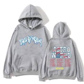 Astroworld Rapper Moletom Canguru Unissex Algodão Travis Scott - Cinza