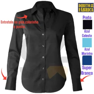 Camisas sociais femininas para trabalho - Raryel - Azul Celeste