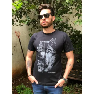Camiseta Premium Masculina Retrology Lobo - 100% algodão - G