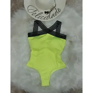 Moda Praia - Body/maiô com Bojo Removível, Alças de Elástico Versátil - PRETO/PRETO