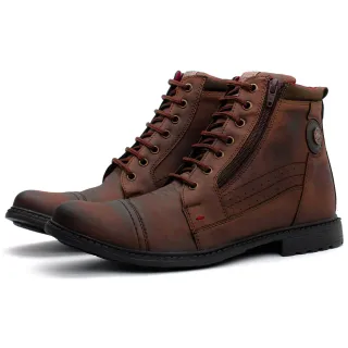 Coturno Masculino Casual Dhshoes - Cano Baixo e Zíper - Marrom